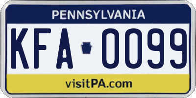 PA license plate KFA0099