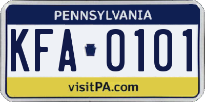PA license plate KFA0101