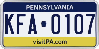 PA license plate KFA0107