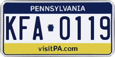 PA license plate KFA0119