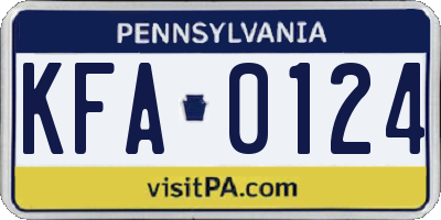 PA license plate KFA0124