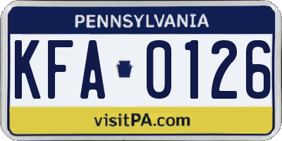 PA license plate KFA0126