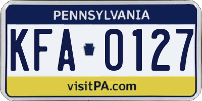 PA license plate KFA0127