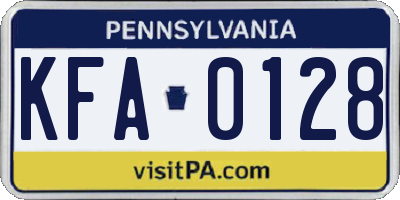 PA license plate KFA0128