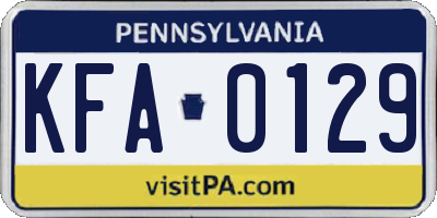 PA license plate KFA0129