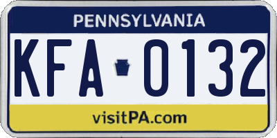 PA license plate KFA0132