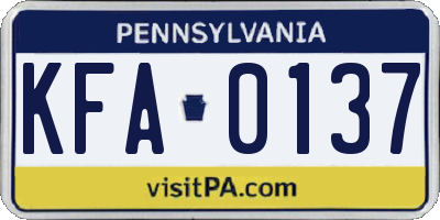 PA license plate KFA0137