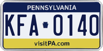 PA license plate KFA0140