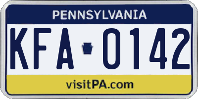 PA license plate KFA0142