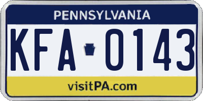 PA license plate KFA0143