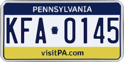 PA license plate KFA0145