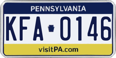 PA license plate KFA0146