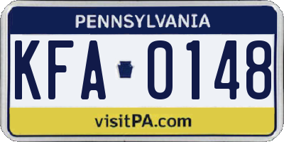 PA license plate KFA0148