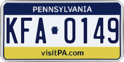PA license plate KFA0149