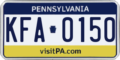 PA license plate KFA0150