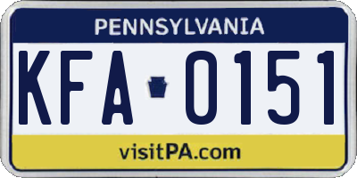 PA license plate KFA0151