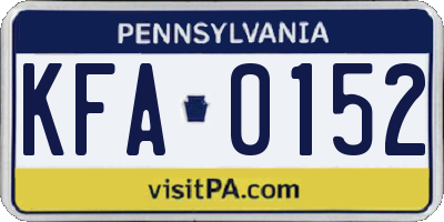 PA license plate KFA0152