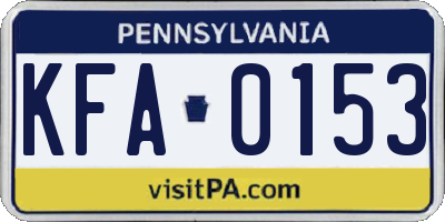 PA license plate KFA0153