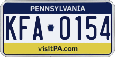 PA license plate KFA0154