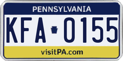 PA license plate KFA0155