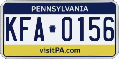 PA license plate KFA0156