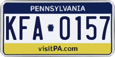 PA license plate KFA0157