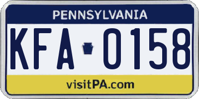 PA license plate KFA0158