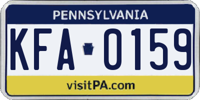 PA license plate KFA0159