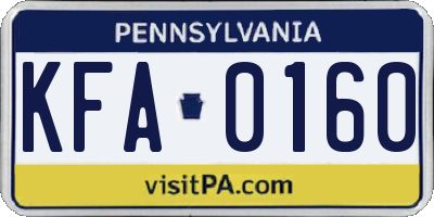 PA license plate KFA0160