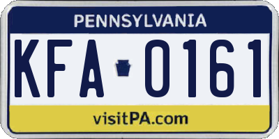 PA license plate KFA0161