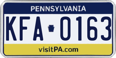 PA license plate KFA0163