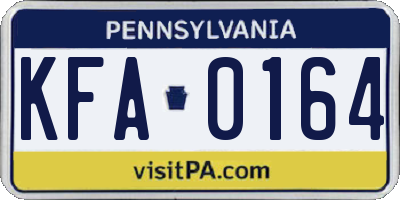 PA license plate KFA0164