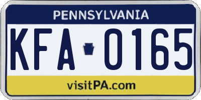 PA license plate KFA0165