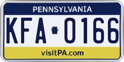 PA license plate KFA0166