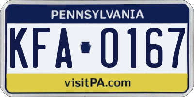 PA license plate KFA0167