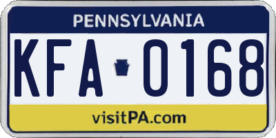 PA license plate KFA0168