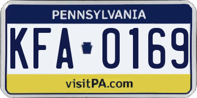 PA license plate KFA0169