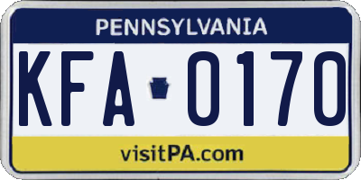 PA license plate KFA0170