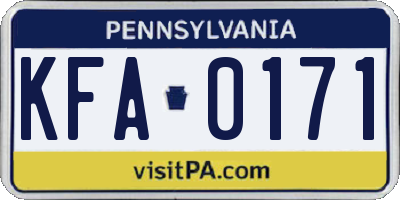 PA license plate KFA0171