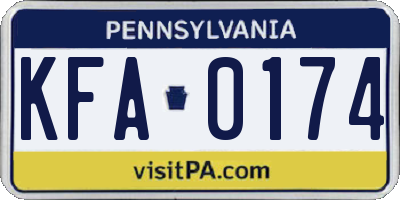 PA license plate KFA0174