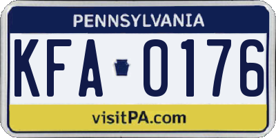 PA license plate KFA0176