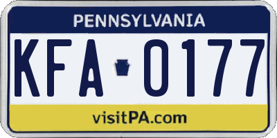 PA license plate KFA0177