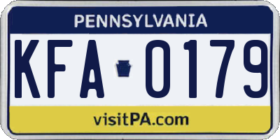 PA license plate KFA0179