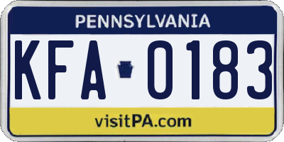 PA license plate KFA0183