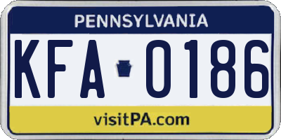 PA license plate KFA0186