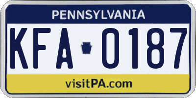 PA license plate KFA0187