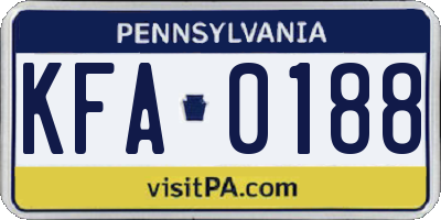 PA license plate KFA0188