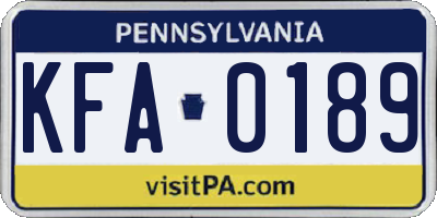 PA license plate KFA0189