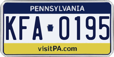 PA license plate KFA0195