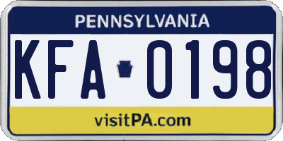PA license plate KFA0198